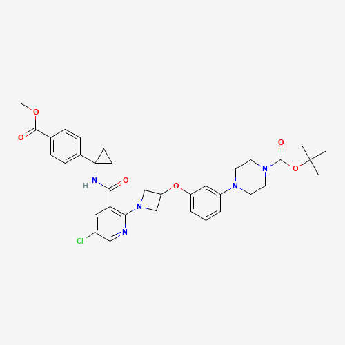 tert-butyl 4-[3-[1-[5-chloro-3-[[1-(4-methoxycarbonylphenyl)cyclopropyl]carbamoyl]pyridin-2-yl]azetidin-3-yl]oxyphenyl]piperazine-1-carboxylate (CAS: 1380754-72-2) - Related Chemical Product
