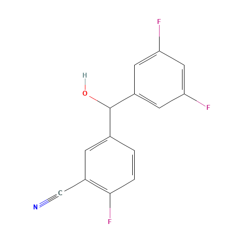 5-[(3,5-difluorophenyl)-hydroxymethyl]-2-fluorobenzonitrile (CAS: 1108745-07-8) - Chemical Structure and Molecular Formula 