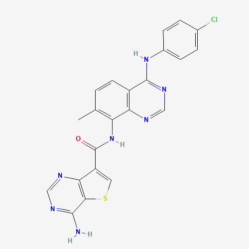 4-amino-N-[4-(4-chloroanilino)-7-methylquinazolin-8-yl]thieno[3,2-d]pyrimidine-7-carboxamide (CAS: 1446111-75-6) - Related Chemical Product
