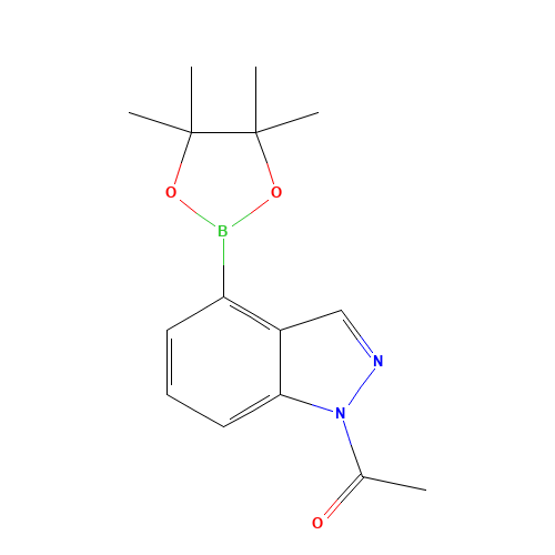 1-[4-(4,4,5,5-tetramethyl-1,3,2-dioxaborolan-2-yl)indazol-1-yl]ethanone (CAS: 1158680-96-6) - Chemical Structure and Molecular Formula 
