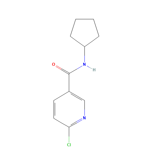 6-chloro-N-cyclopentylpyridine-3-carboxamide (CAS: 585544-26-9) - Chemical Structure and Molecular Formula 