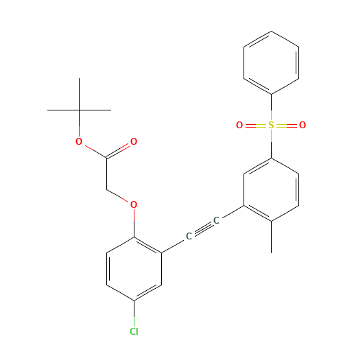 tert-butyl 2-[2-[2-[5-(benzenesulfonyl)-2-methylphenyl]ethynyl]-4-chlorophenoxy]acetate (CAS: 1240287-73-3) - Related Chemical Product