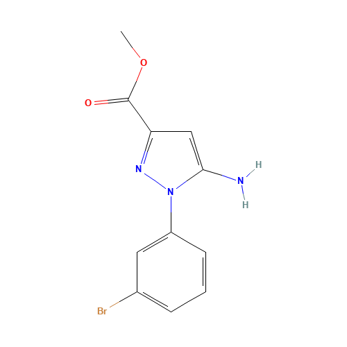 methyl 5-amino-1-(3-bromophenyl)pyrazole-3-carboxylate (CAS: 784143-09-5) - Chemical Structure and Molecular Formula 