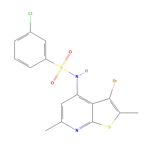 N-(3-bromo-2,6-dimethylthieno[2,3-b]pyridin-4-yl)-3-chlorobenzenesulfonamide (CAS: 1312593-41-1) - Related Chemical Product