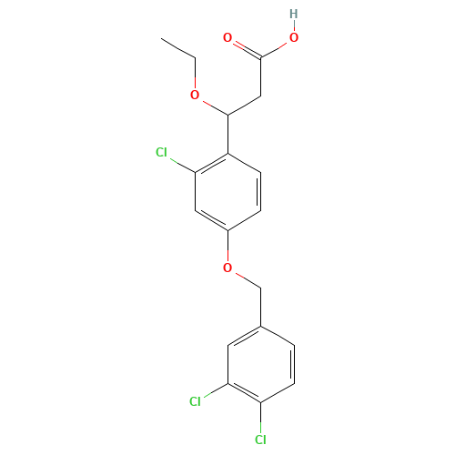 3-[2-chloro-4-[(3,4-dichlorophenyl)methoxy]phenyl]-3-ethoxypropanoic acid (CAS: 1202575-55-0) - Related Chemical Product