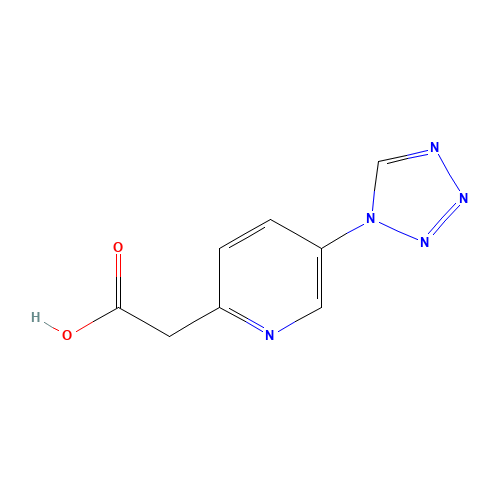 2-[5-(tetrazol-1-yl)pyridin-2-yl]acetic acid (CAS: 1374573-30-4) - Chemical Structure and Molecular Formula 