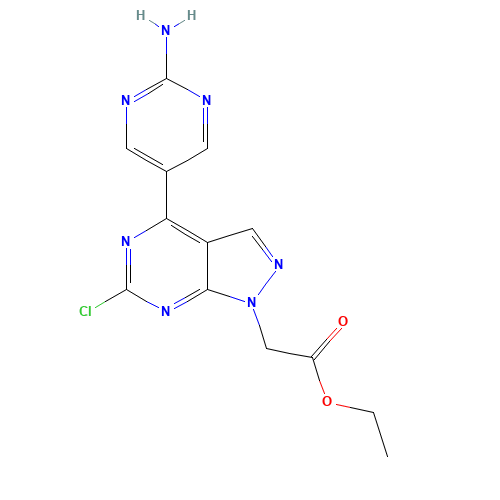 ethyl 2-[4-(2-aminopyrimidin-5-yl)-6-chloropyrazolo[3,4-d]pyrimidin-1-yl]acetate (CAS: 1393608-32-6) - Related Chemical Product