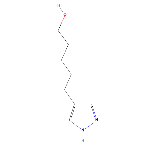5-(1H-pyrazol-4-yl)pentan-1-ol (CAS: 10599-09-4) - Chemical Structure and Molecular Formula 