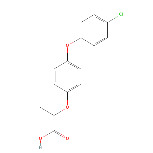 2-[4-(4-chlorophenoxy)phenoxy]propanoic acid (CAS: 26129-32-8) - Chemical Structure and Molecular Formula 