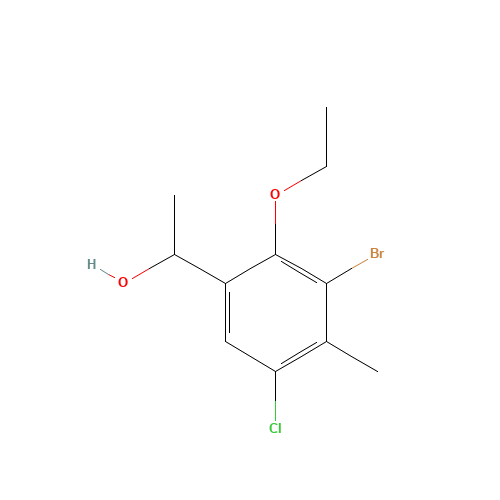 1-(3-bromo-5-chloro-2-ethoxy-4-methylphenyl)ethanol (CAS: 1426700-26-6) - Chemical Structure and Molecular Formula 
