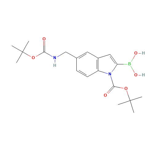 [1-[(2-methylpropan-2-yl)oxycarbonyl]-5-[[(2-methylpropan-2-yl)oxycarbonylamino]methyl]indol-2-yl]boronic acid (CAS: 1137644-45-1) - Related Chemical Product