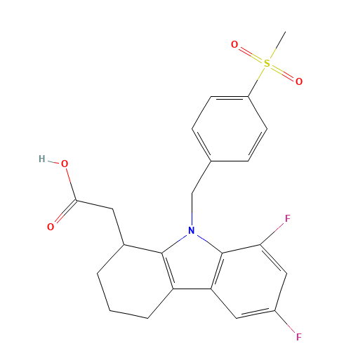 2-[6,8-difluoro-9-[(4-methylsulfonylphenyl)methyl]-1,2,3,4-tetrahydrocarbazol-1-yl]acetic acid (CAS: 121083-05-4) - Related Chemical Product