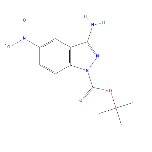 tert-butyl 3-amino-5-nitroindazole-1-carboxylate (CAS: 574729-25-2) - Chemical Structure and Molecular Formula 