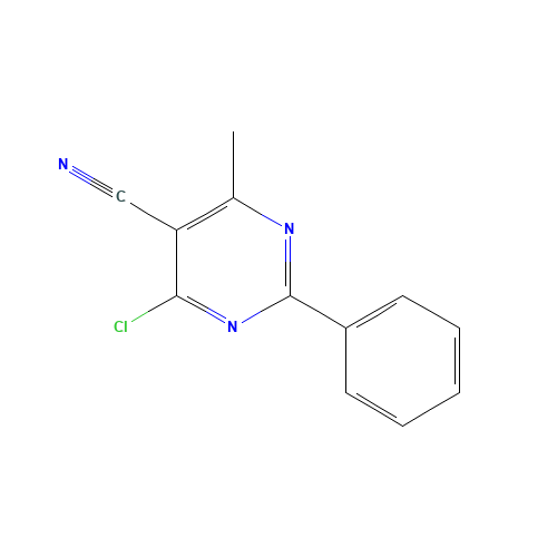 4-chloro-6-methyl-2-phenylpyrimidine-5-carbonitrile (CAS: 914074-37-6) - Chemical Structure and Molecular Formula 