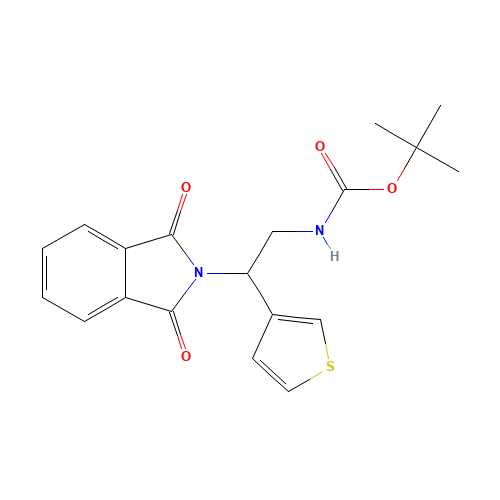 tert-butyl N-[2-(1,3-dioxoisoindol-2-yl)-2-thiophen-3-ylethyl]carbamate (CAS: 1386398-82-8) - Chemical Structure and Molecular Formula 