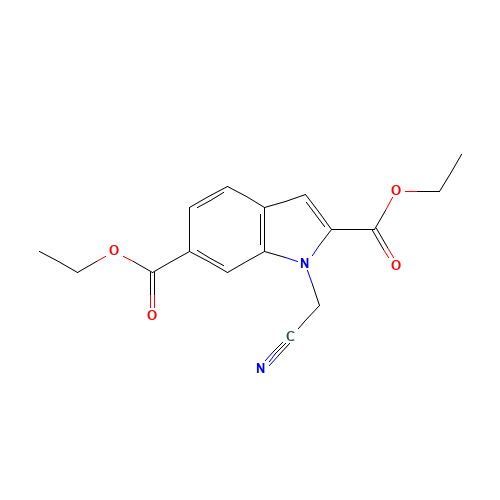 diethyl 1-(cyanomethyl)indole-2,6-dicarboxylate (CAS: 916454-18-7) - Chemical Structure and Molecular Formula 