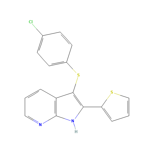 3-(4-chlorophenyl)sulfanyl-2-thiophen-2-yl-1H-pyrrolo[2,3-b]pyridine (CAS: 1346524-80-8) - Related Chemical Product