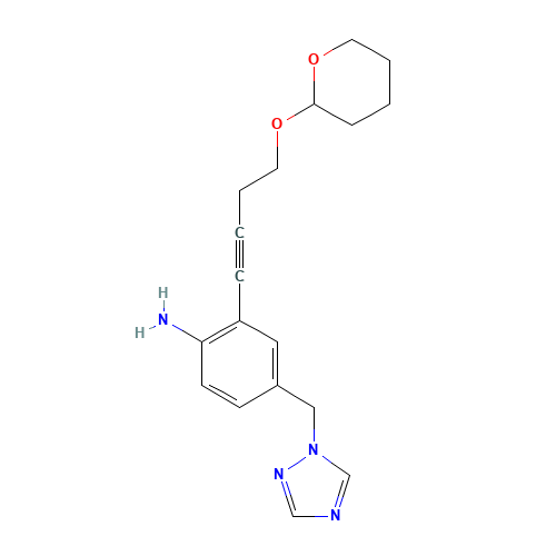 2-[4-(oxan-2-yloxy)but-1-ynyl]-4-(1,2,4-triazol-1-ylmethyl)aniline (CAS: 1364691-93-9) - Related Chemical Product