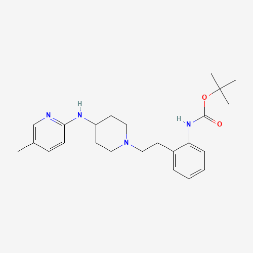 tert-butyl N-[2-[2-[4-[(5-methylpyridin-2-yl)amino]piperidin-1-yl]ethyl]phenyl]carbamate (CAS: 518285-66-0) - Chemical Structure and Molecular Formula 