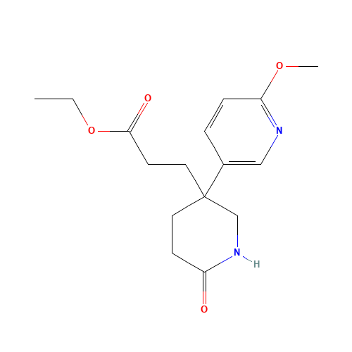 ethyl 3-[3-(6-methoxypyridin-3-yl)-6-oxopiperidin-3-yl]propanoate (CAS: 1046834-17-6) - Chemical Structure and Molecular Formula 
