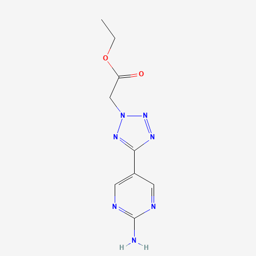 ethyl 2-[5-(2-aminopyrimidin-5-yl)tetrazol-2-yl]acetate (CAS: 1241898-02-1) - Chemical Structure and Molecular Formula 
