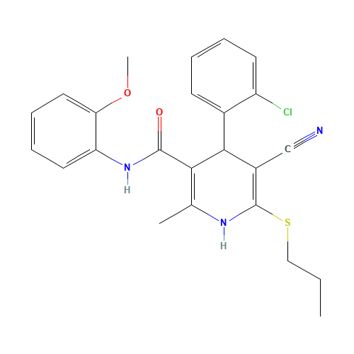 4-(2-chlorophenyl)-5-cyano-N-(2-methoxyphenyl)-2-methyl-6-propylsulfanyl-1,4-dihydropyridine-3-carboxamide (CAS: 330558-01-5) - Related Chemical Product