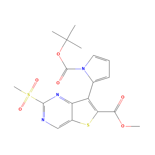 methyl 7-[1-[(2-methylpropan-2-yl)oxycarbonyl]pyrrol-2-yl]-2-methylsulfonylthieno[3,2-d]pyrimidine-6-carboxylate (CAS: 1462950-29-3) - Related Chemical Product