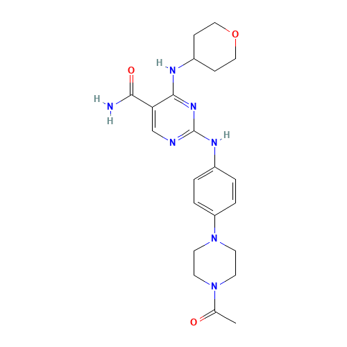 2-[4-(4-acetylpiperazin-1-yl)anilino]-4-(oxan-4-ylamino)pyrimidine-5-carboxamide (CAS: 1198300-06-9) - Related Chemical Product