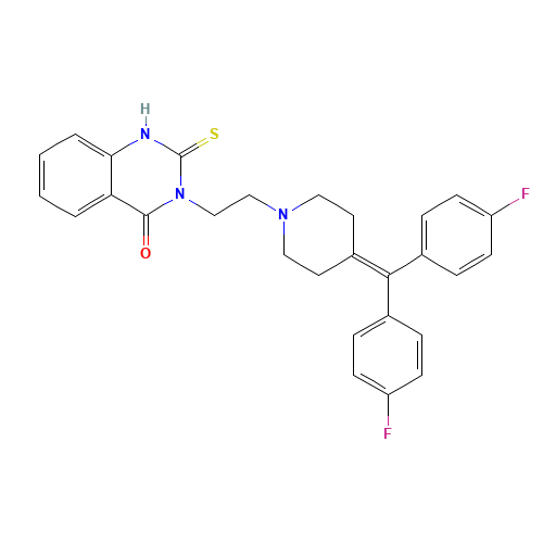 3-[2-[4-[bis(4-fluorophenyl)methylidene]piperidin-1-yl]ethyl]-2-sulfanylidene-1H-quinazolin-4-one (CAS: 120166-69-0) - Related Chemical Product
