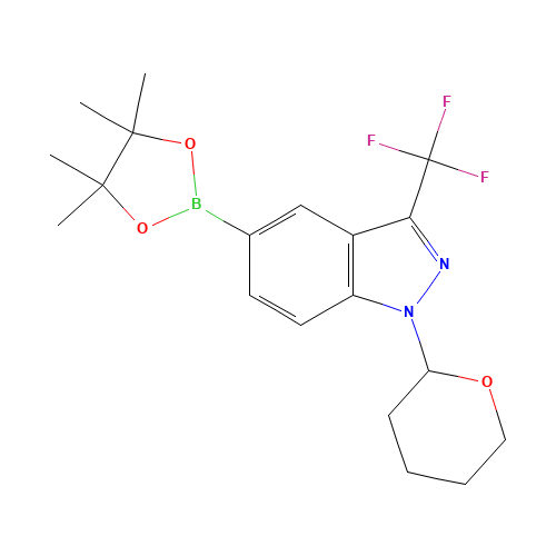 1-(oxan-2-yl)-5-(4,4,5,5-tetramethyl-1,3,2-dioxaborolan-2-yl)-3-(trifluoromethyl)indazole (CAS: 1428558-23-9) - Chemical Structure and Molecular Formula 
