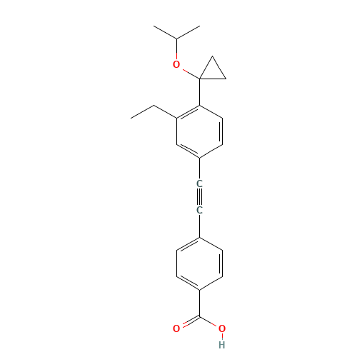 4-[2-[3-ethyl-4-(1-propan-2-yloxycyclopropyl)phenyl]ethynyl]benzoic acid (CAS: 345963-66-8) - Chemical Structure and Molecular Formula 