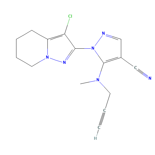 1-(3-chloro-4,5,6,7-tetrahydropyrazolo[1,5-a]pyridin-2-yl)-5-[methyl(prop-2-ynyl)amino]pyrazole-4-carbonitrile (CAS: 158353-15-2) - Related Chemical Product