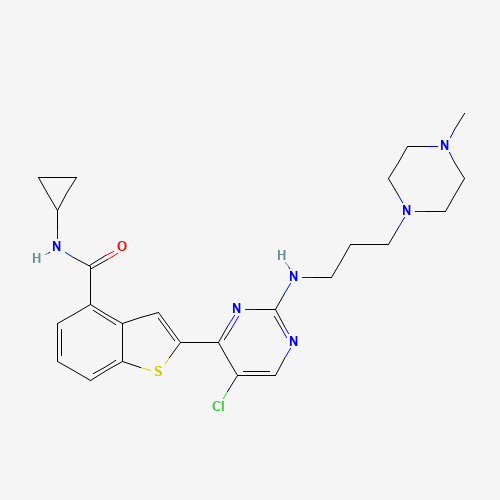 2-[5-chloro-2-[3-(4-methylpiperazin-1-yl)propylamino]pyrimidin-4-yl]-N-cyclopropyl-1-benzothiophene-4-carboxamide (CAS: 946518-61-2) - Related Chemical Product