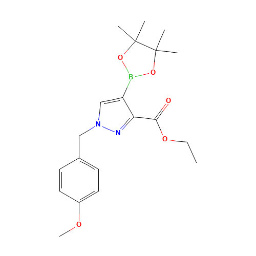 ethyl 1-[(4-methoxyphenyl)methyl]-4-(4,4,5,5-tetramethyl-1,3,2-dioxaborolan-2-yl)pyrazole-3-carboxylate (CAS: 1355249-30-7) - Related Chemical Product