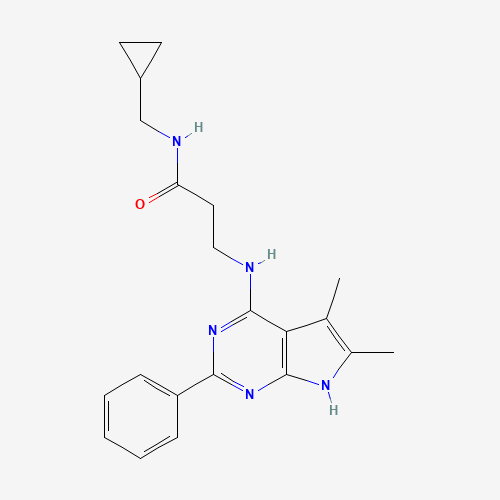 N-(cyclopropylmethyl)-3-[(5,6-dimethyl-2-phenyl-7H-pyrrolo[2,3-d]pyrimidin-4-yl)amino]propanamide (CAS: 251946-11-9) - Related Chemical Product