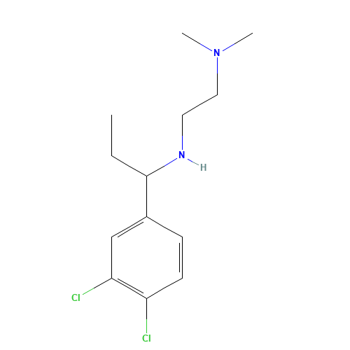 N-[1-(3,4-dichlorophenyl)propyl]-N',N'-dimethylethane-1,2-diamine (CAS: 57095-13-3) - Chemical Structure and Molecular Formula 