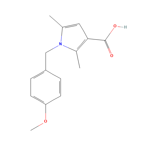 1-[(4-methoxyphenyl)methyl]-2,5-dimethylpyrrole-3-carboxylic acid (CAS: 1019118-04-7) - Chemical Structure and Molecular Formula 