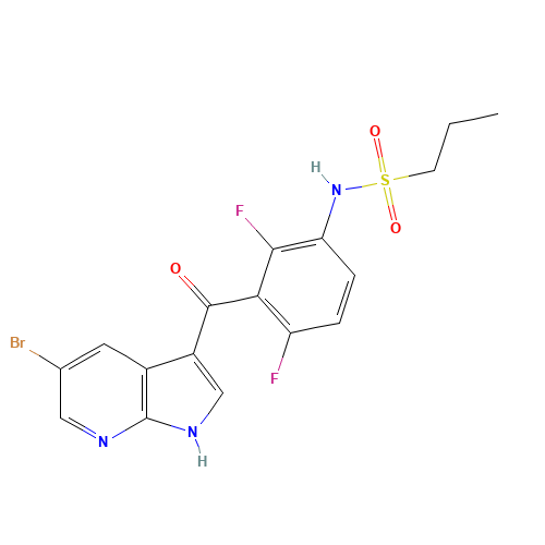 N-[3-(5-bromo-1H-pyrrolo[2,3-b]pyridine-3-carbonyl)-2,4-difluorophenyl]propane-1-sulfonamide (CAS: 918504-27-5) - Chemical Structure and Molecular Formula 