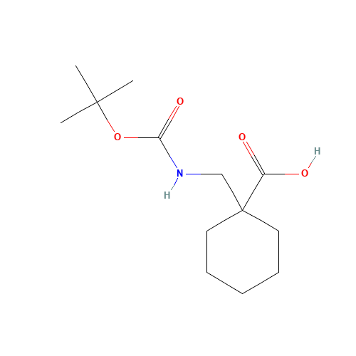 1-[[(2-methylpropan-2-yl)oxycarbonylamino]methyl]cyclohexane-1-carboxylic acid (CAS: 204514-23-8) - Chemical Structure and Molecular Formula 