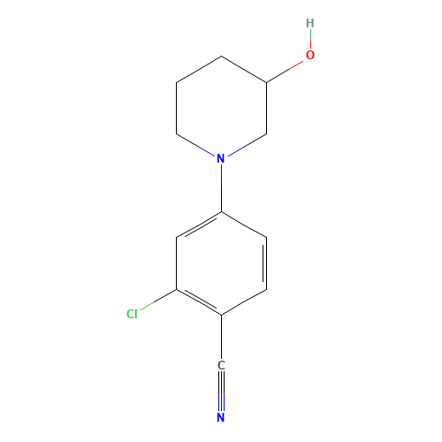 2-chloro-4-(3-hydroxypiperidin-1-yl)benzonitrile (CAS: 1260776-79-1) - Chemical Structure and Molecular Formula 
