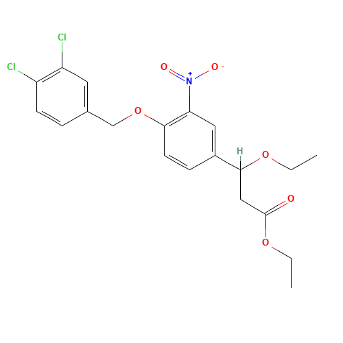 ethyl 3-[4-[(3,4-dichlorophenyl)methoxy]-3-nitrophenyl]-3-ethoxypropanoate (CAS: 1202577-47-6) - Related Chemical Product