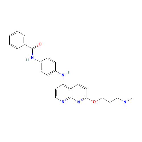 N-[4-[[7-[3-(dimethylamino)propoxy]-1,8-naphthyridin-4-yl]amino]phenyl]benzamide (CAS: 1203509-98-1) - Chemical Structure and Molecular Formula 