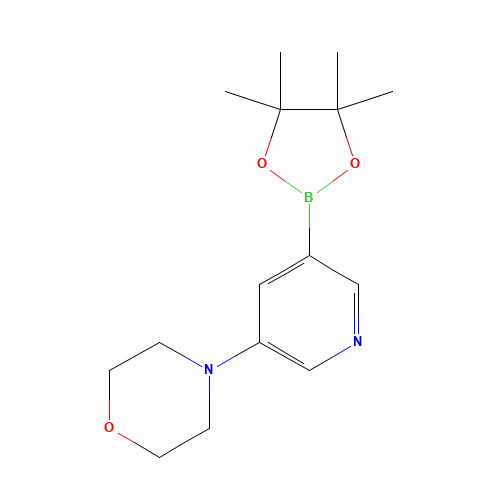 4-[5-(4,4,5,5-tetramethyl-1,3,2-dioxaborolan-2-yl)pyridin-3-yl]morpholine (CAS: 1201644-33-8) - Chemical Structure and Molecular Formula 