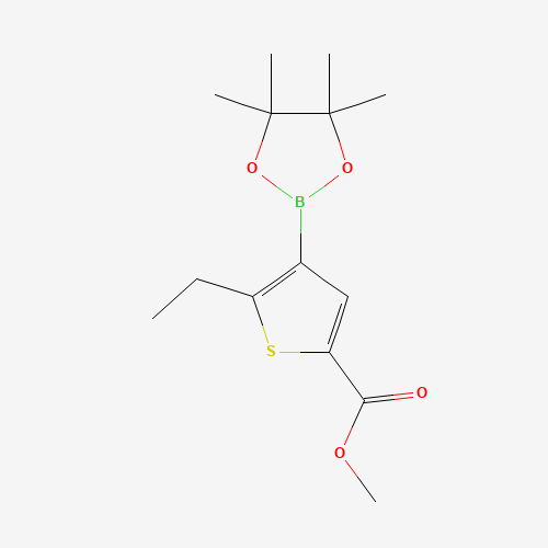 methyl 5-ethyl-4-(4,4,5,5-tetramethyl-1,3,2-dioxaborolan-2-yl)thiophene-2-carboxylate (CAS: 1235545-46-6) - Chemical Structure and Molecular Formula 
