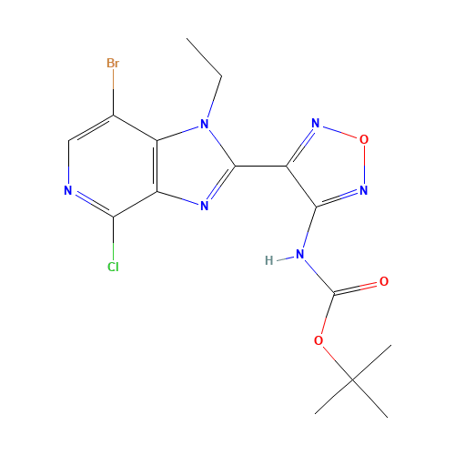 tert-butyl N-[4-(7-bromo-4-chloro-1-ethylimidazo[4,5-c]pyridin-2-yl)-1,2,5-oxadiazol-3-yl]carbamate (CAS: 842144-08-5) - Related Chemical Product