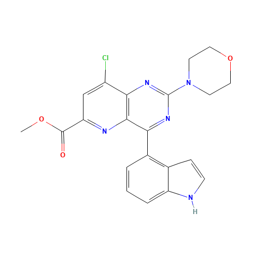 methyl 8-chloro-4-(1H-indol-4-yl)-2-morpholin-4-ylpyrido[3,2-d]pyrimidine-6-carboxylate (CAS: 1240122-93-3) - Chemical Structure and Molecular Formula 