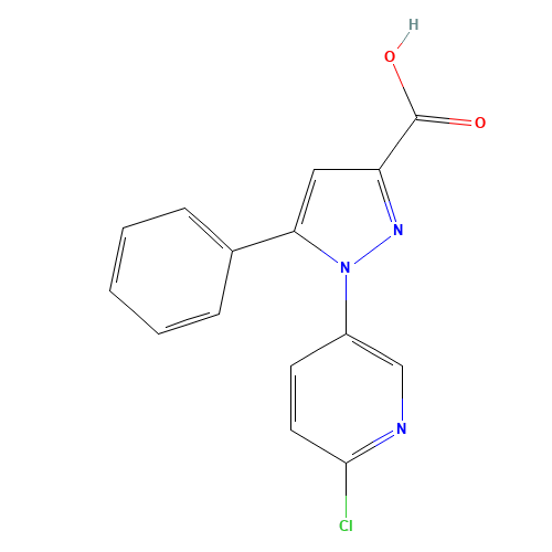 1-(6-chloropyridin-3-yl)-5-phenylpyrazole-3-carboxylic acid (CAS: 741287-65-0) - Chemical Structure and Molecular Formula 