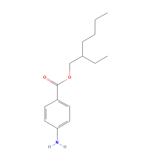 2-ethylhexyl 4-aminobenzoate (CAS: 26218-04-2) - Chemical Structure and Molecular Formula 