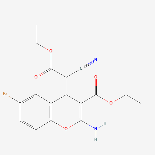 ethyl 2-amino-6-bromo-4-(1-cyano-2-ethoxy-2-oxoethyl)-4H-chromene-3-carboxylate (CAS: 65673-63-4) - Related Chemical Product