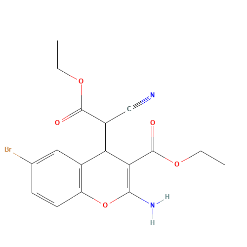 ethyl 2-amino-6-bromo-4-(1-cyano-2-ethoxy-2-oxoethyl)-4H-chromene-3-carboxylate (CAS: 65673-63-4) - Related Chemical Product
